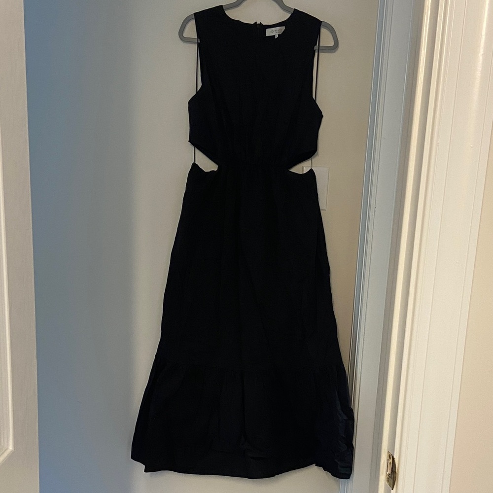 Wayf Classic Black Maxi Dress with Side Cut Outs